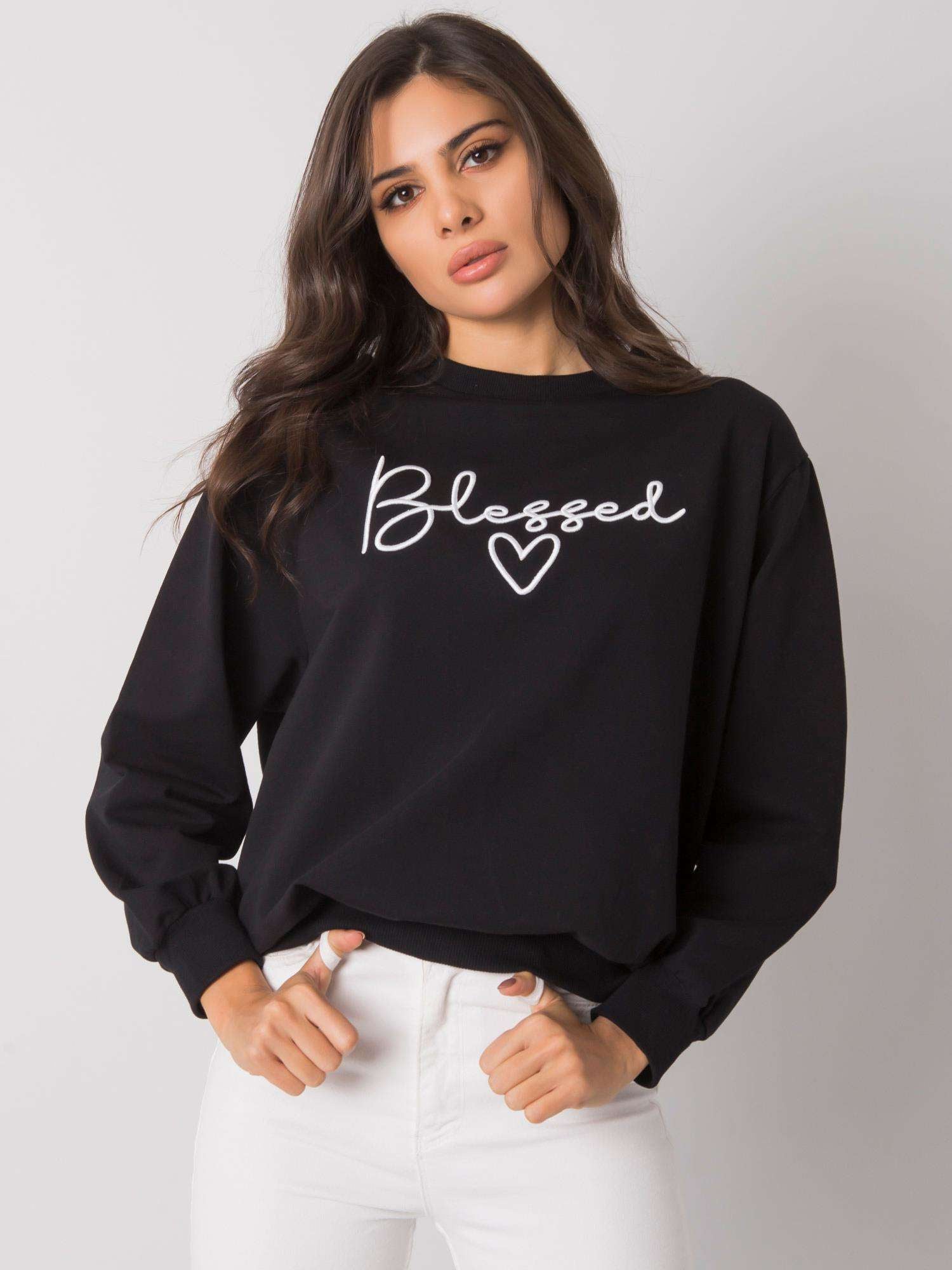 RUE PARIS Czarna bluza damska bez kaptura