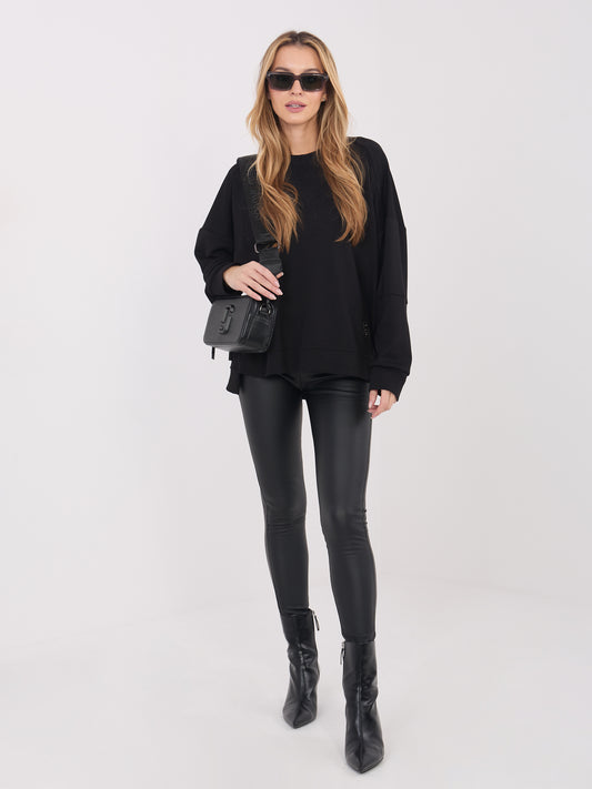 RUE PARIS Czarna bluza oversize z naszywką
