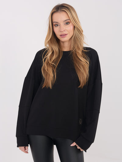 RUE PARIS Czarna bluza oversize z naszywką