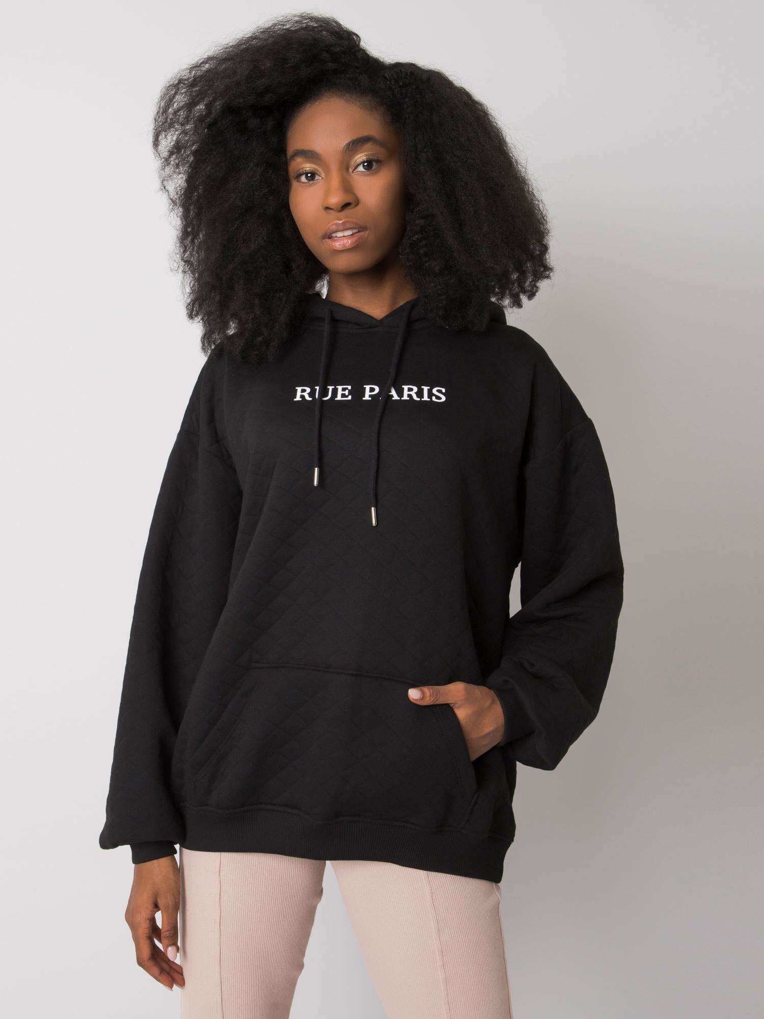 RUE PARIS Czarna bluza z kapturem