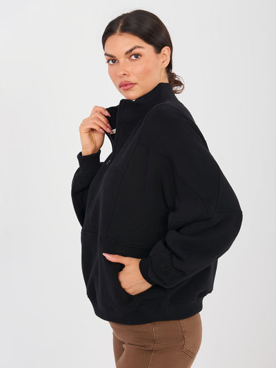 NATURAL SIDE Czarna dresowa bluza ze stójką