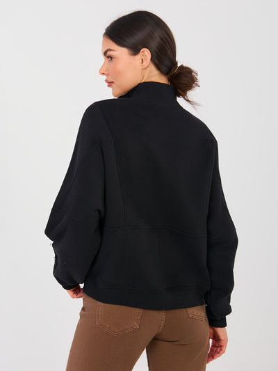 NATURAL SIDE Czarna dresowa bluza ze stójką