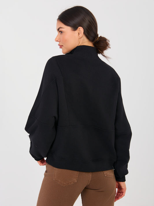 NATURAL SIDE Czarna dresowa bluza ze stójką
