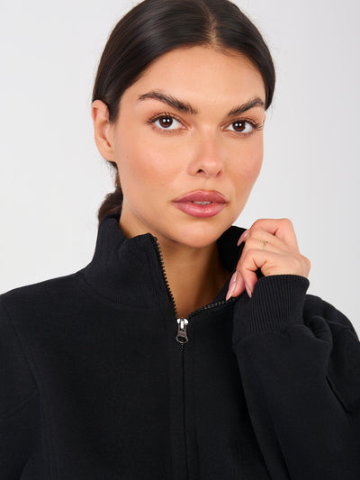 NATURAL SIDE Czarna dresowa bluza ze stójką