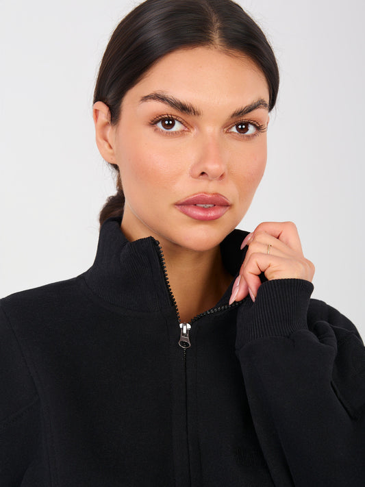 NATURAL SIDE Czarna dresowa bluza ze stójką