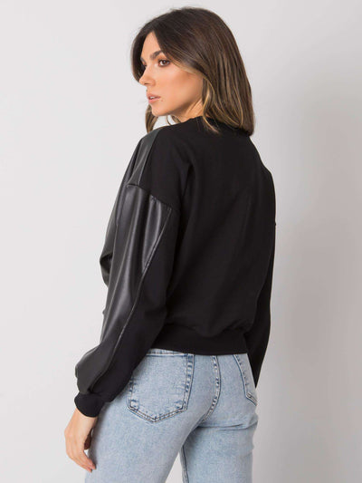 RUE PARIS Czarna bluza ze skóry ekologicznej
