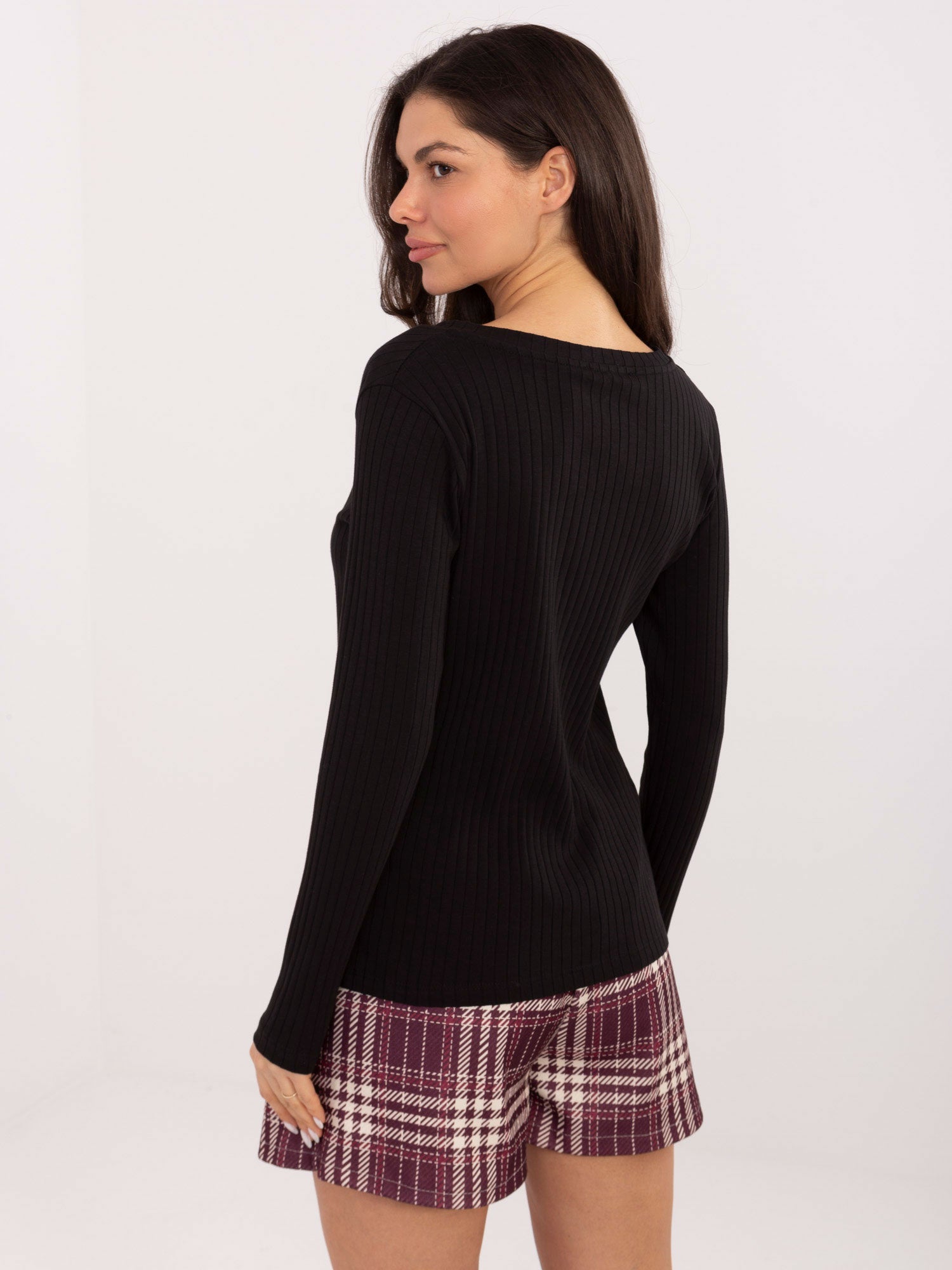 RUE PARIS Czarna bluzka basic z bawełny