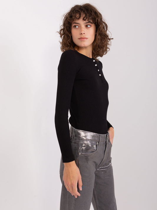 Czarna prążkowana bluzka basic longsleeve