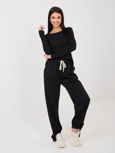 RUE PARIS Czarna bawełniana bluzka basic