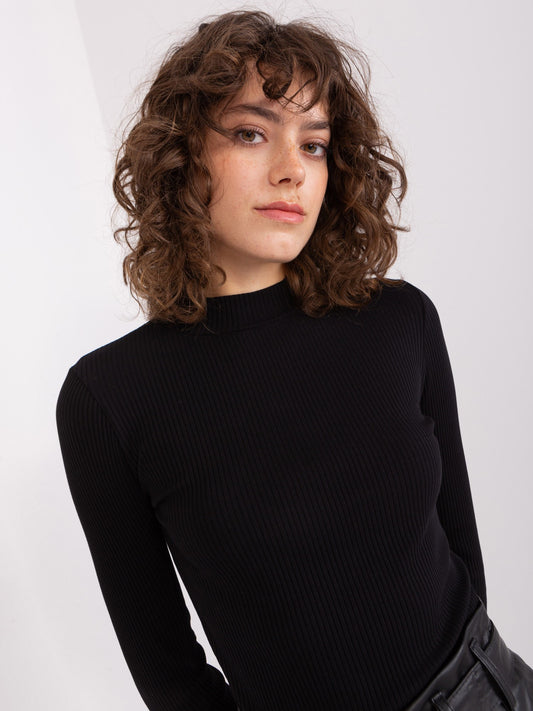 Czarna bluzka basic w prążek BASIC FEEL GOOD