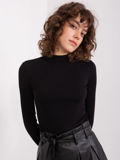 Czarna bluzka basic w prążek BASIC FEEL GOOD