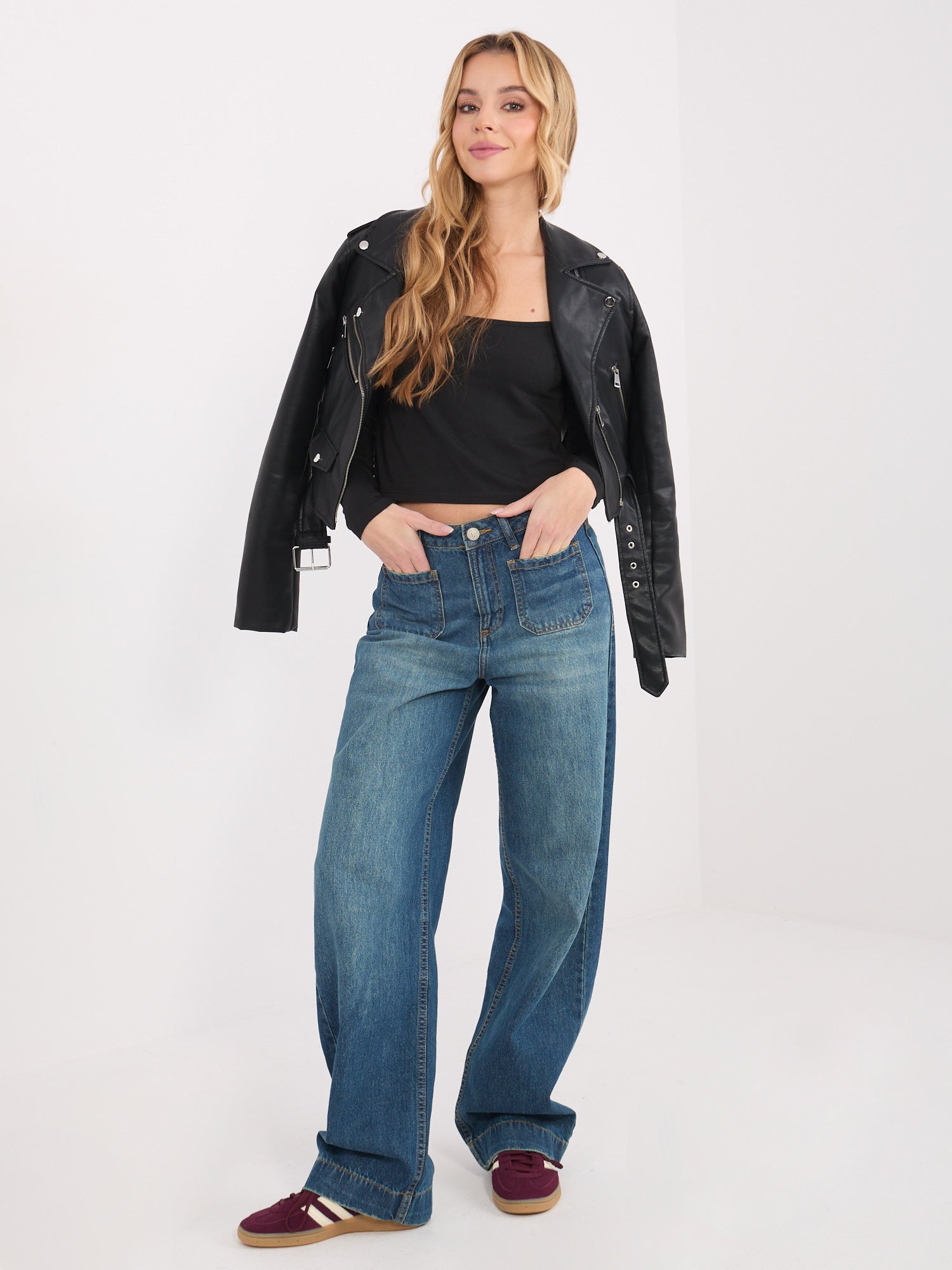 Czarna krótki longsleeve basic z bawełny
