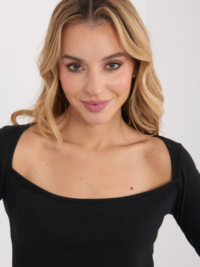 Czarna krótki longsleeve basic z bawełny