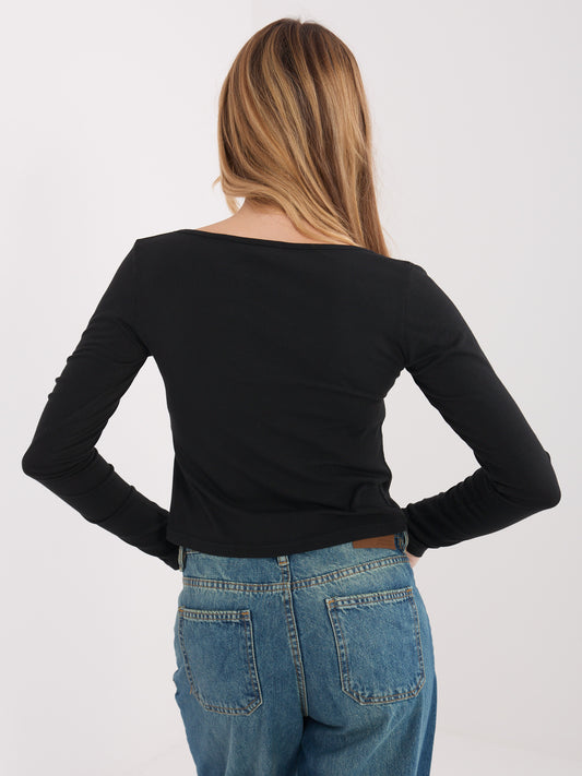 Czarna krótki longsleeve basic z bawełny