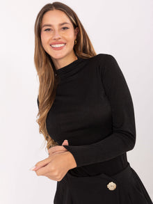 RUE PARIS Czarna dopasowana bluzka longsleeve