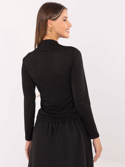 RUE PARIS Czarna dopasowana bluzka longsleeve