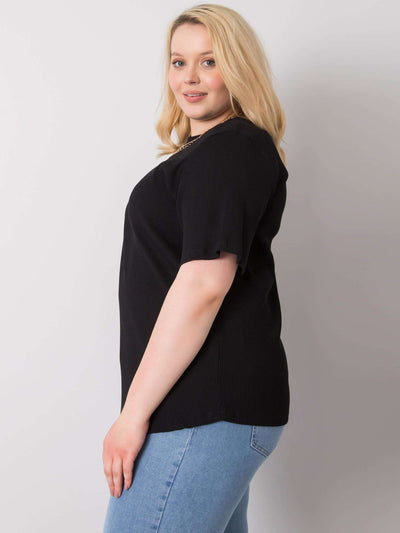 Czarna bluzka plus size w prążek