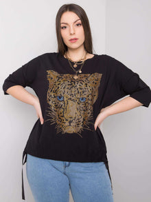 Damska bluzka plus size z aplikacją czarna
