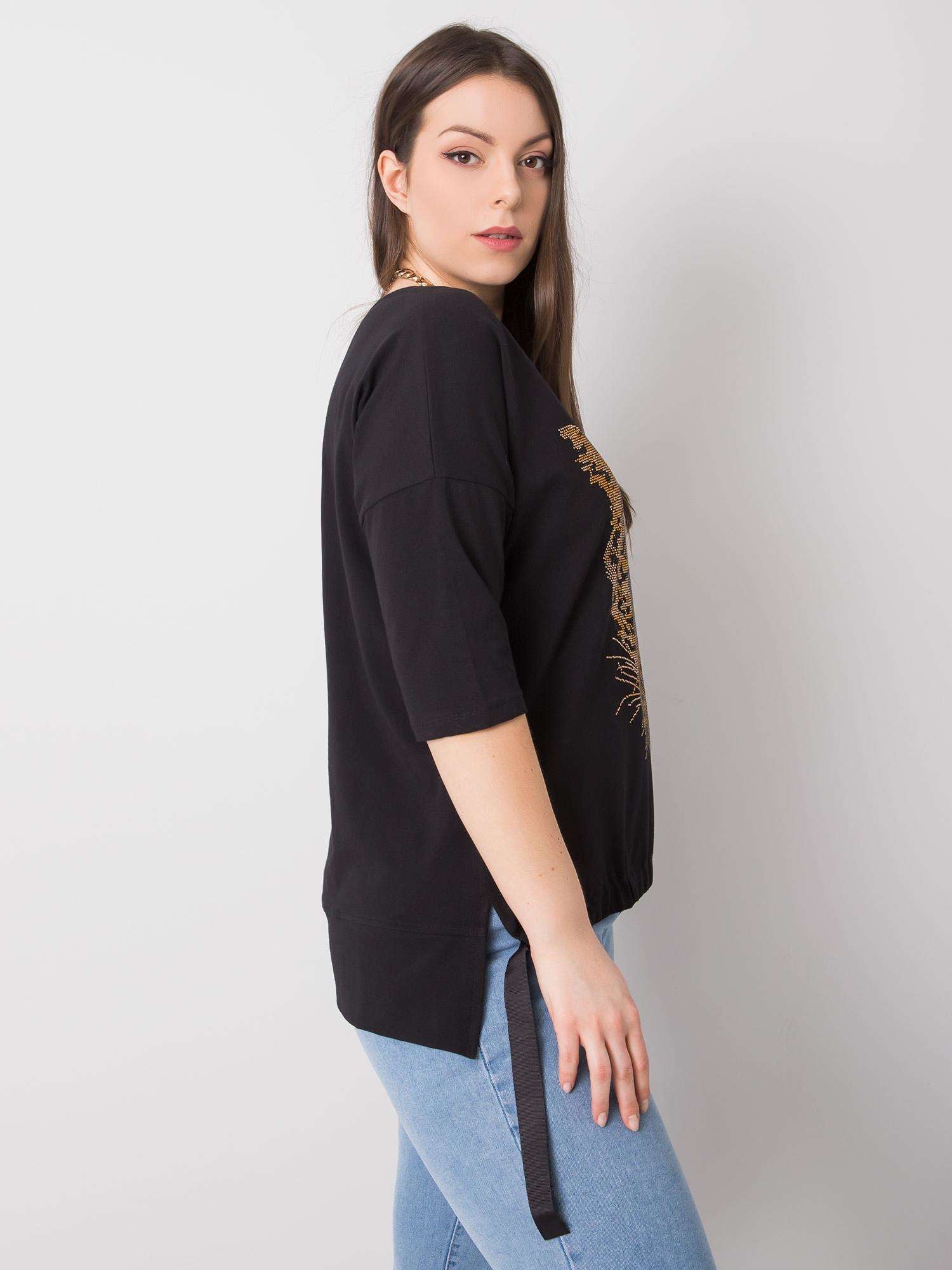 Damska bluzka plus size z aplikacją czarna