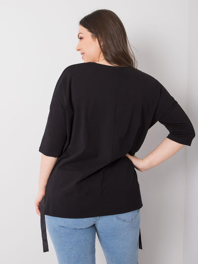 Damska bluzka plus size z aplikacją czarna