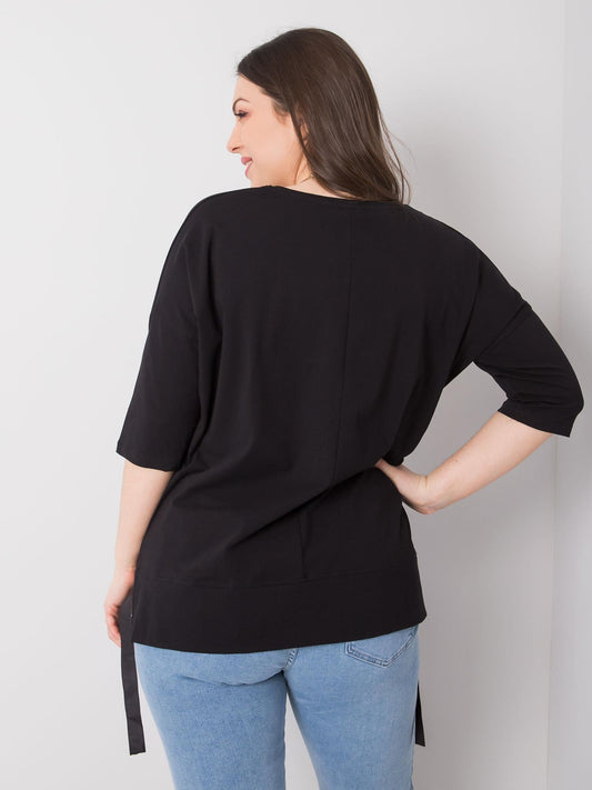 Damska bluzka plus size z aplikacją czarna