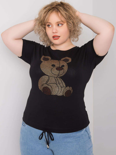 Czarna bluzka plus size z troczkami