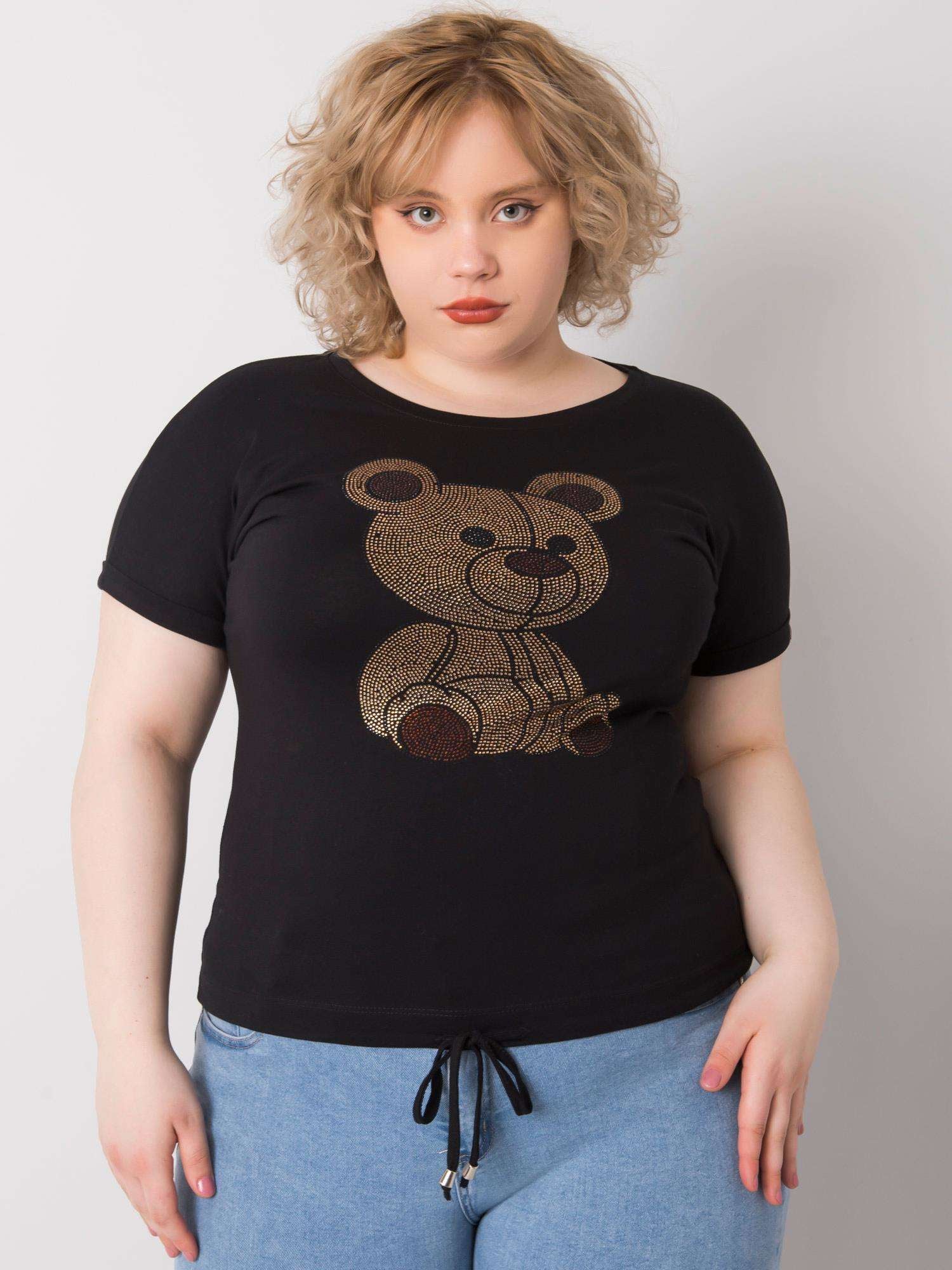 Czarna bluzka plus size z troczkami
