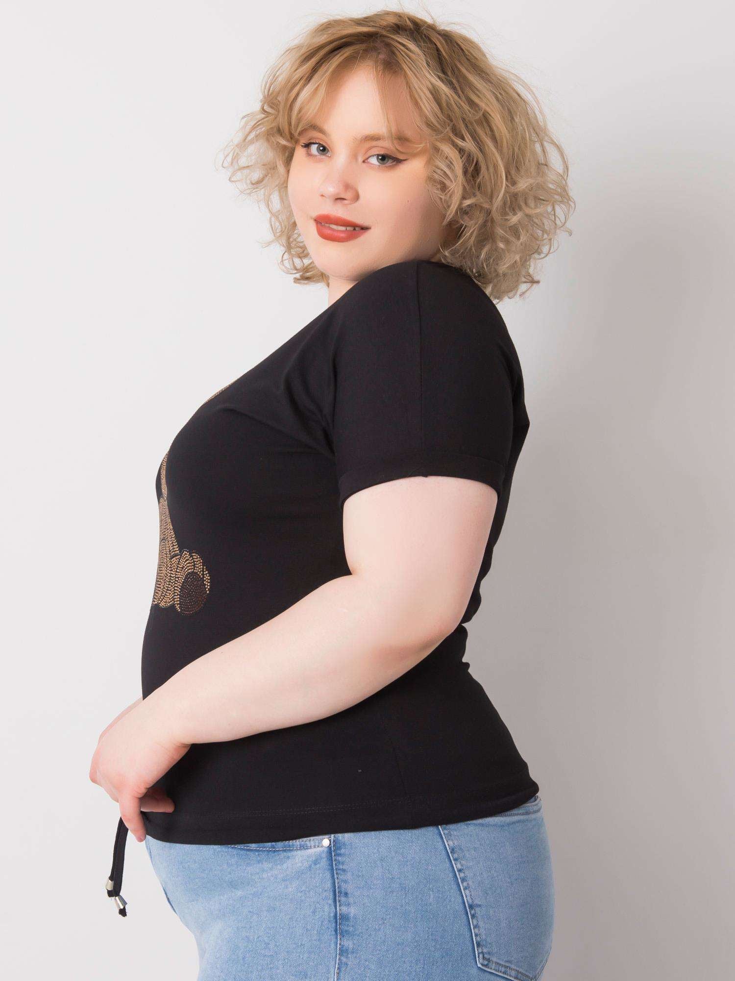 Czarna bluzka plus size z troczkami