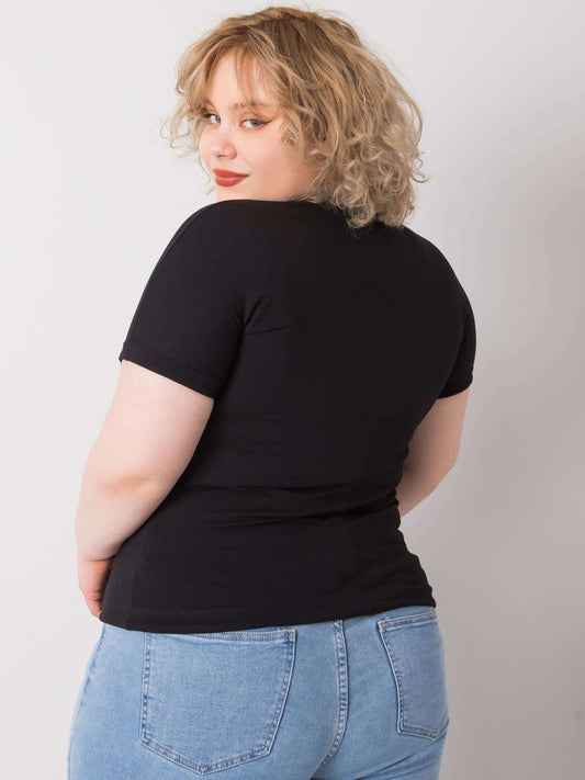 Czarna bluzka plus size z troczkami