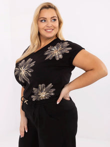 Czarna damska bluzka plus size z bawełny