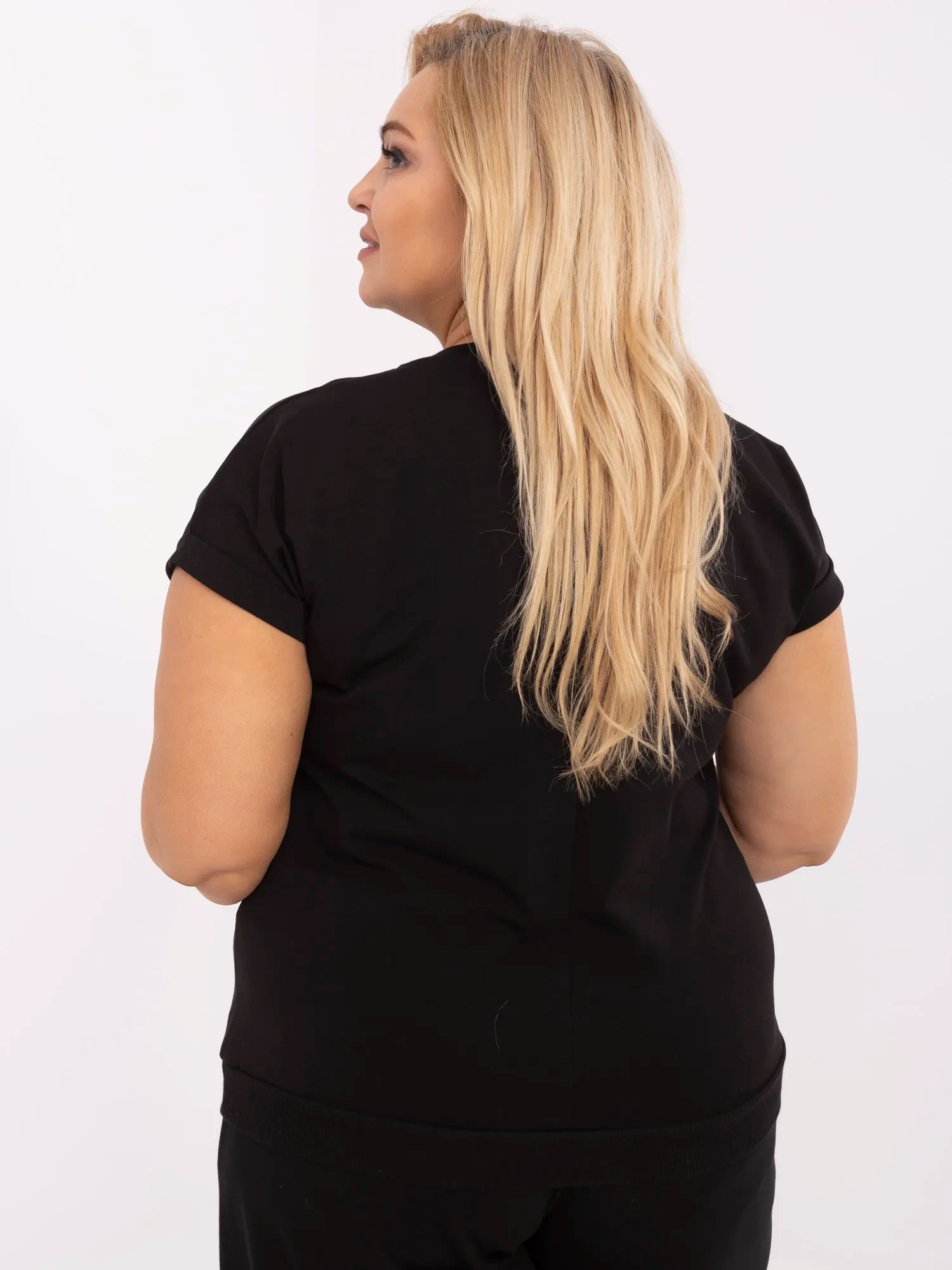 Czarna damska bluzka plus size z bawełny