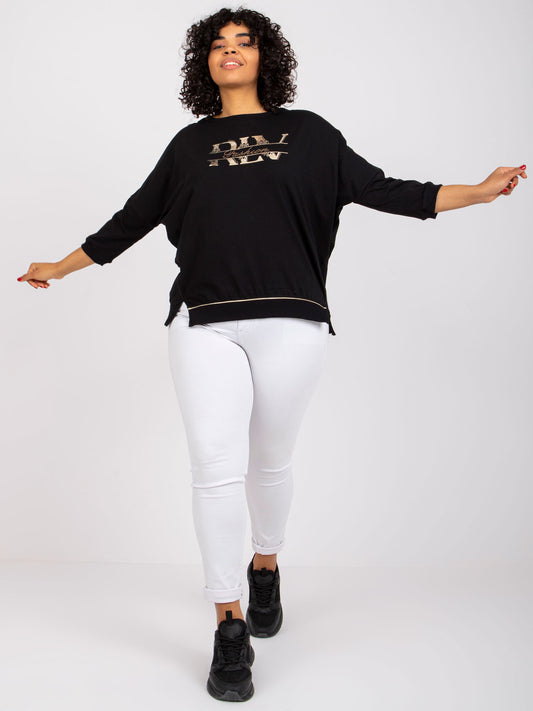 Czarna bluzka plus size z printem
