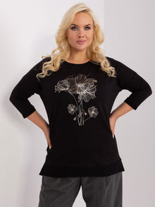 Czarna bluzka damska plus size z okrągłym dekoltem