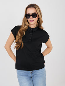 SUBLEVEL Czarna casualowa koszulka polo