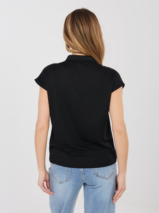 SUBLEVEL Czarna casualowa koszulka polo