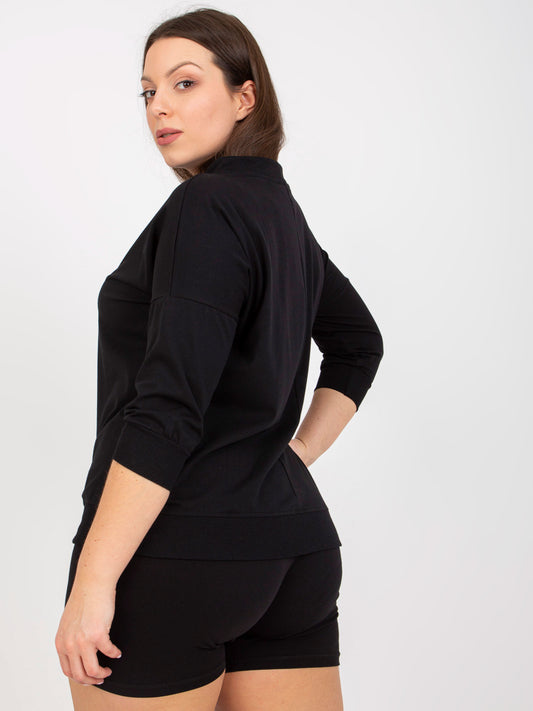 Czarna codzienna bluzka plus size z cekinami