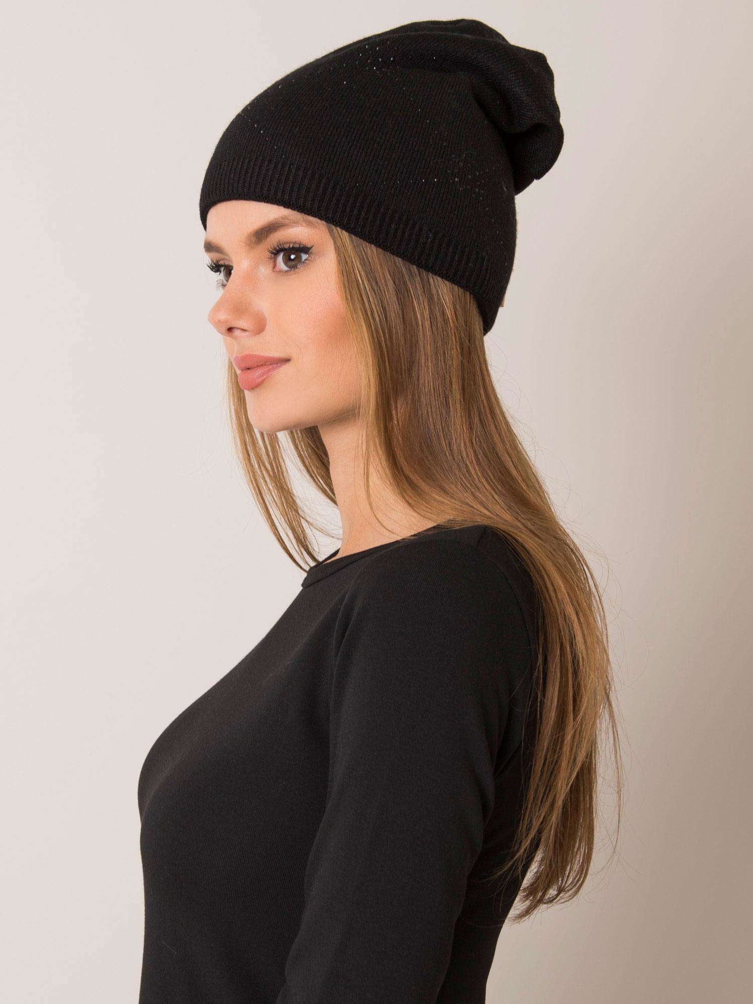 RUE PARIS Czarna czapka beanie