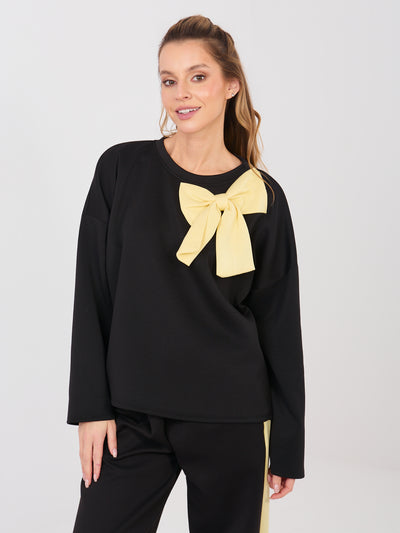 RUE PARIS Czarna damska bluza z kokardą