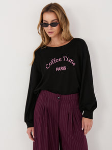 RUE PARIS Czarna damska bluza o kroju oversize