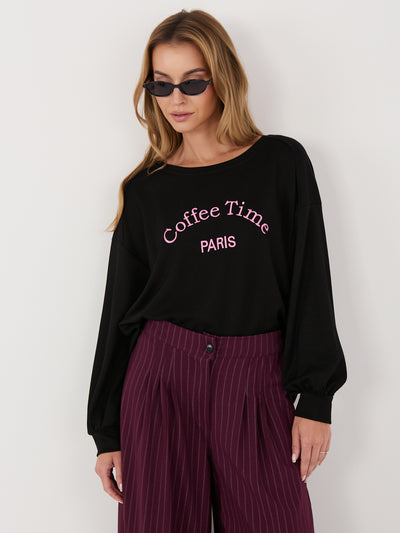 RUE PARIS Czarna damska bluza o kroju oversize