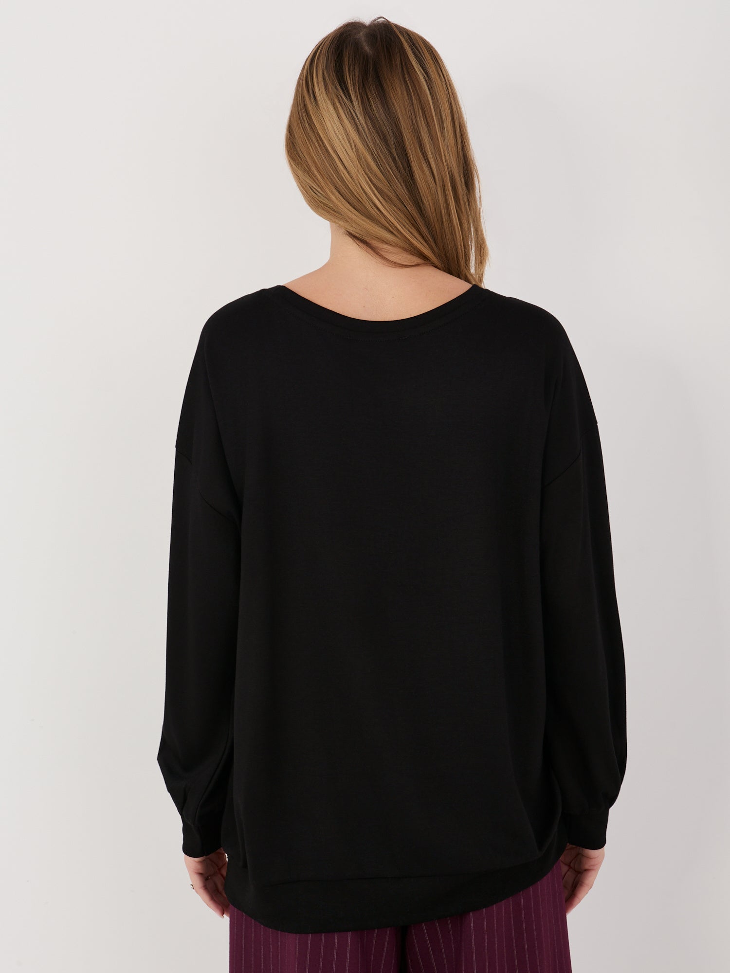 RUE PARIS Czarna damska bluza o kroju oversize