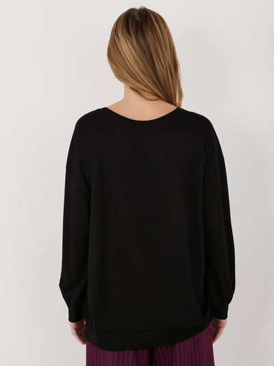 RUE PARIS Czarna damska bluza o kroju oversize