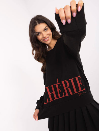 Czarna bawełniana bluza z napisem Cherie