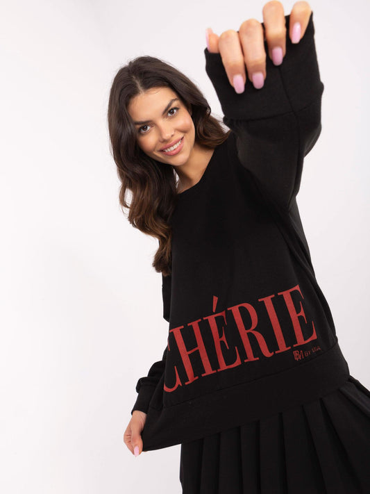 Czarna bawełniana bluza z napisem Cherie