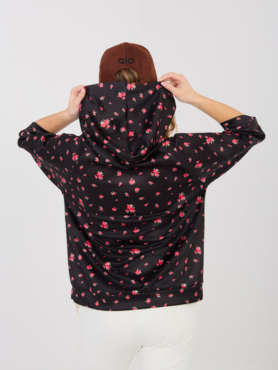 Czarna damska bluza oversize z rękawem 3/4