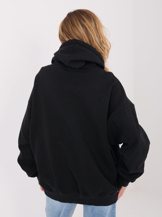 Czarna długa bluza oversize z napisem
