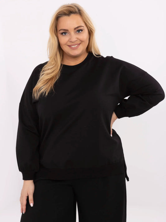Czarna damska bluza plus size ze ściągaczami