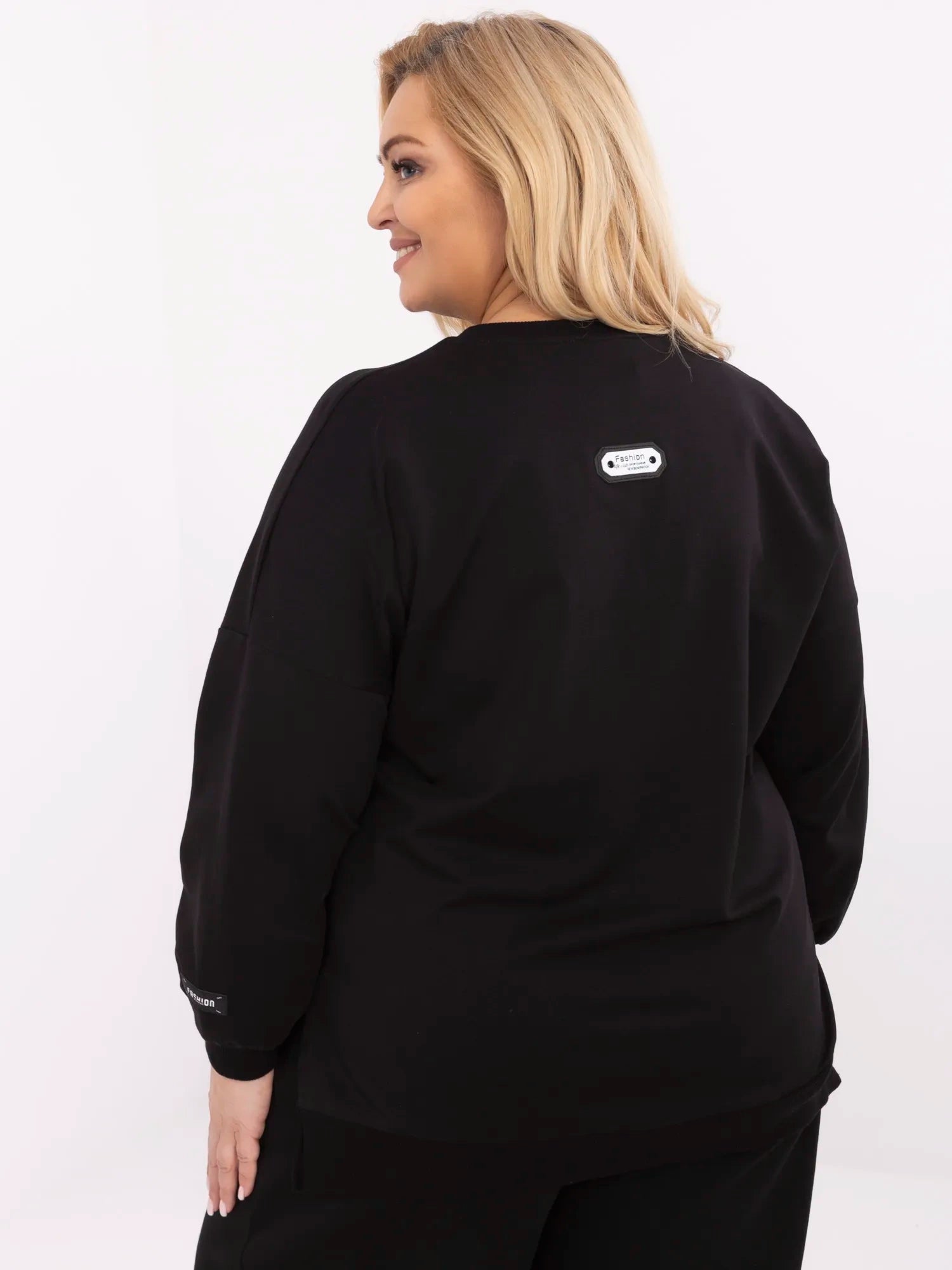 Czarna damska bluza plus size ze ściągaczami