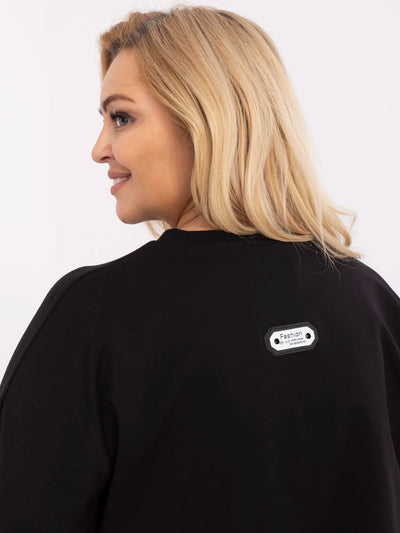 Czarna damska bluza plus size ze ściągaczami