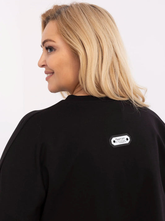 Czarna damska bluza plus size ze ściągaczami